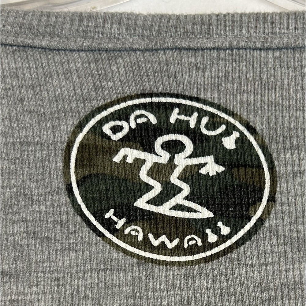 Da Hui T Shirt Long Sleeve  Mens L Gray Graphic T Shirt Aloha Spell Out Top EUC - Picture 7 of 8